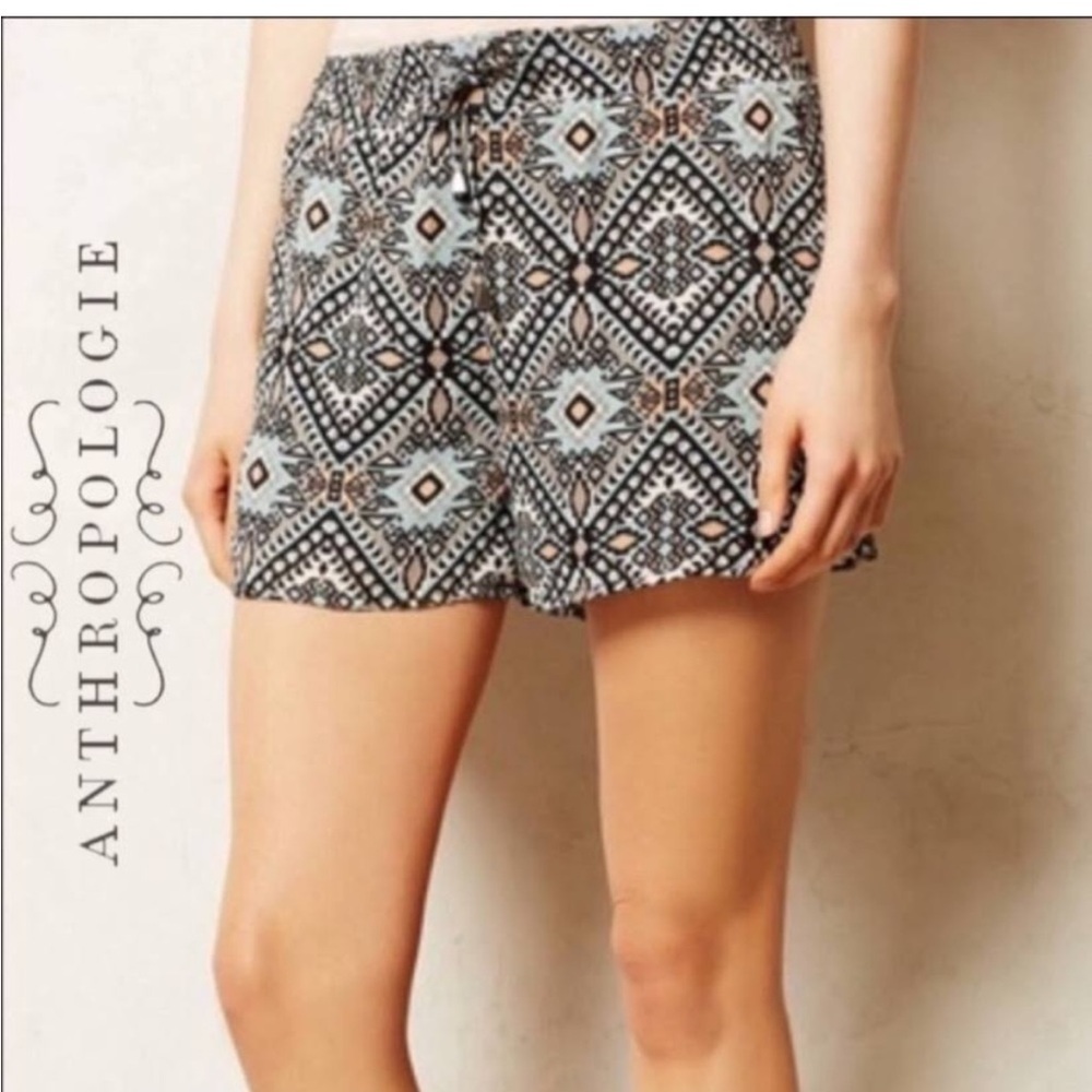 Anthropologie Elevenses Womens Tribal Print High Waist Casual Shorts